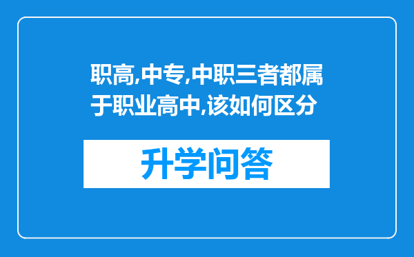 职高,中专,中职三者都属于职业高中,该如何区分