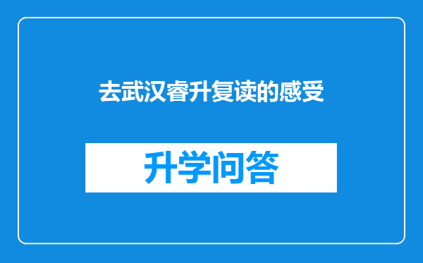 去武汉睿升复读的感受