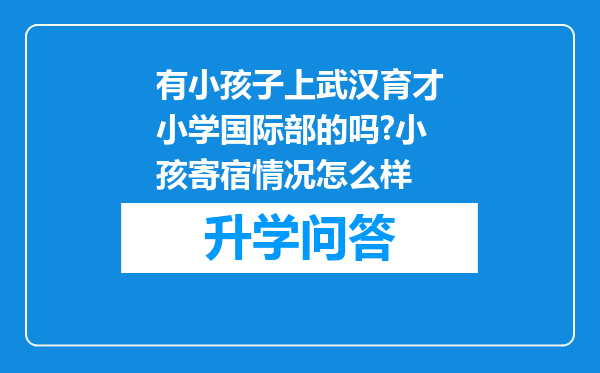 有小孩子上武汉育才小学国际部的吗?小孩寄宿情况怎么样