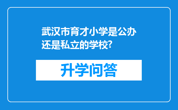 武汉市育才小学是公办还是私立的学校?