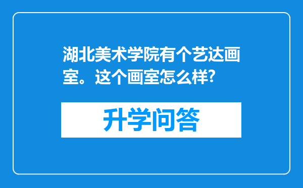 湖北美术学院有个艺达画室。这个画室怎么样?