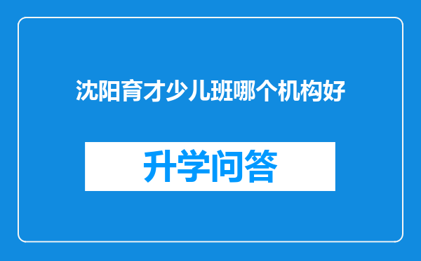 沈阳育才少儿班哪个机构好