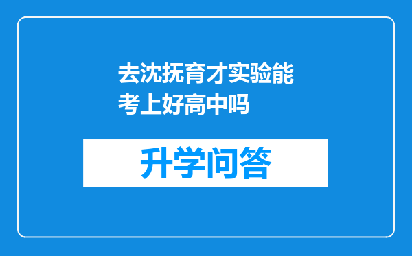 去沈抚育才实验能考上好高中吗