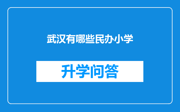 武汉有哪些民办小学