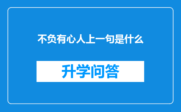 不负有心人上一句是什么