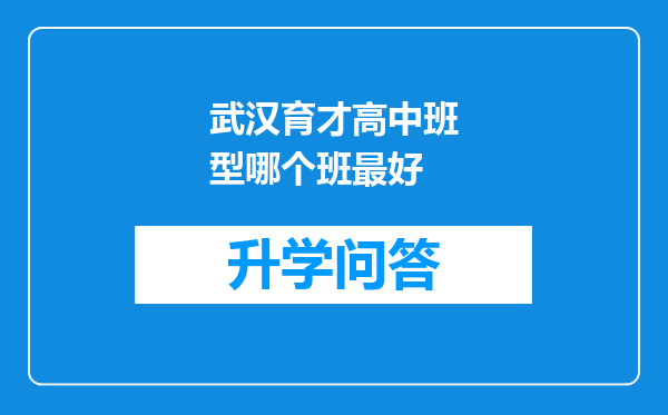 武汉育才高中班型哪个班最好