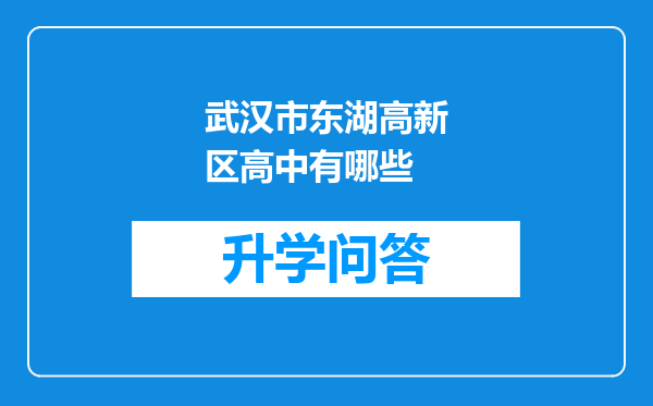 武汉市东湖高新区高中有哪些