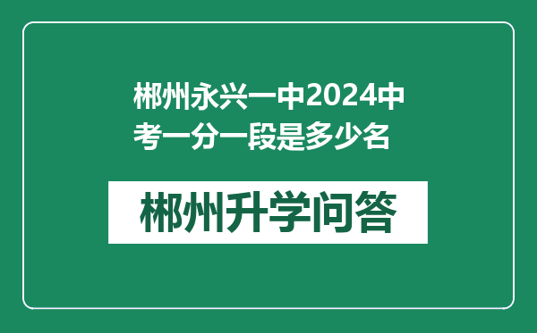 郴州永兴一中2024中考一分一段是多少名