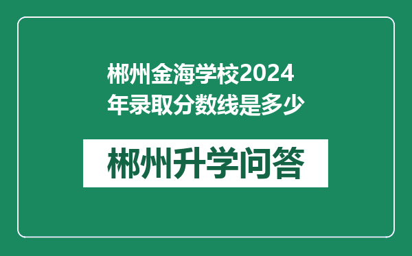 郴州金海学校2024年录取分数线是多少