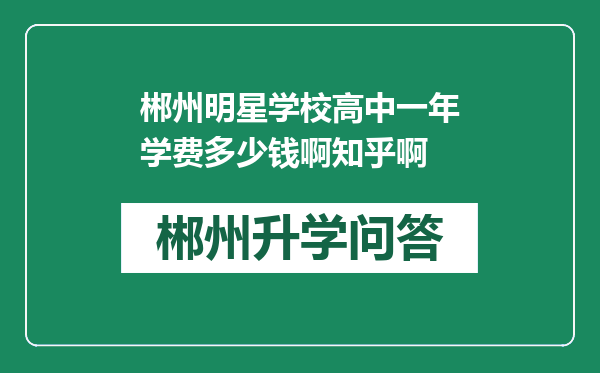 郴州明星学校高中一年学费多少钱啊知乎啊