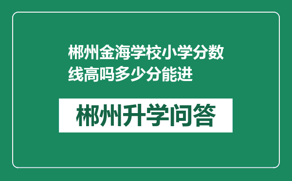 郴州金海学校小学分数线高吗多少分能进