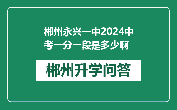 郴州永兴一中2024中考一分一段是多少啊