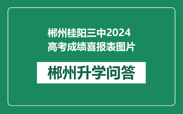 郴州桂阳三中2024高考成绩喜报表图片