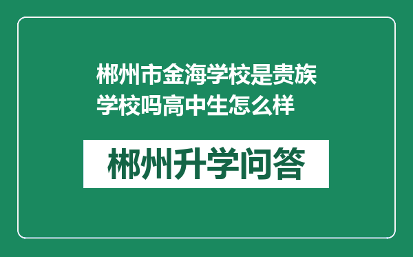 郴州市金海学校是贵族学校吗高中生怎么样