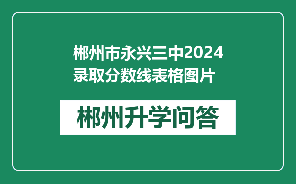 郴州市永兴三中2024录取分数线表格图片