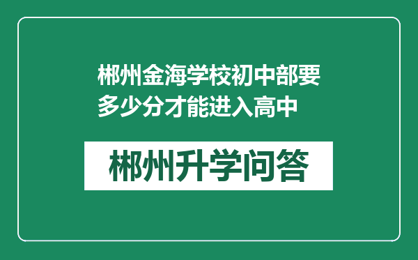 郴州金海学校初中部要多少分才能进入高中