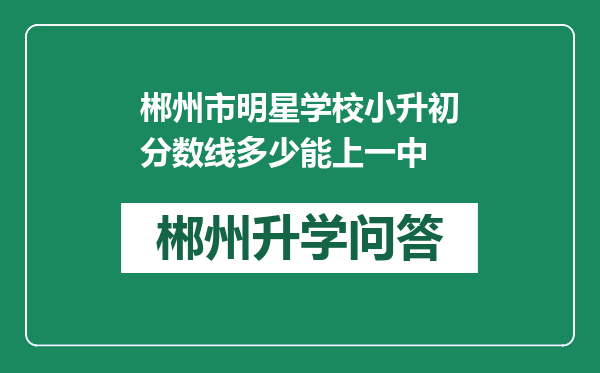 郴州市明星学校小升初分数线多少能上一中