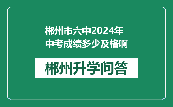 郴州市六中2024年中考成绩多少及格啊