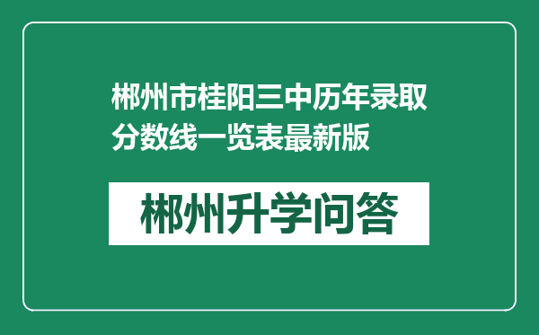 郴州市桂阳三中历年录取分数线一览表最新版