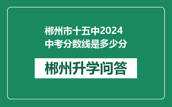 郴州市十五中2024中考分数线是多少分