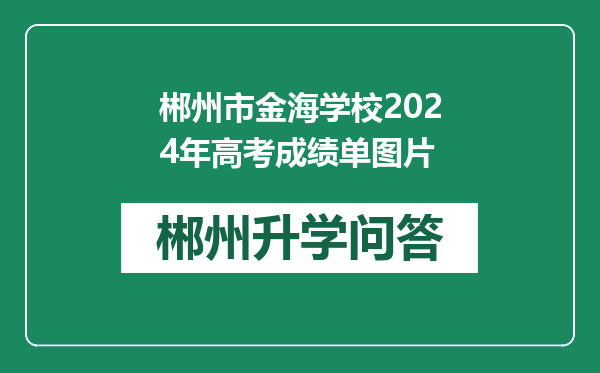 郴州市金海学校2024年高考成绩单图片