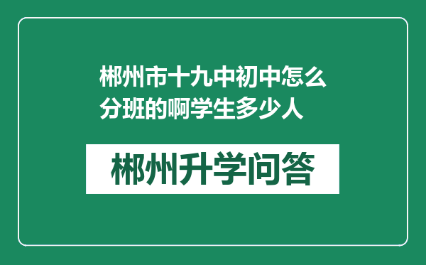 郴州市十九中初中怎么分班的啊学生多少人