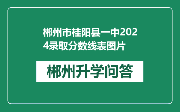 郴州市桂阳县一中2024录取分数线表图片