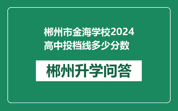 郴州市金海学校2024高中投档线多少分数