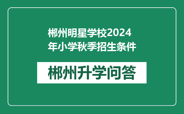 郴州明星学校2024年小学秋季招生条件