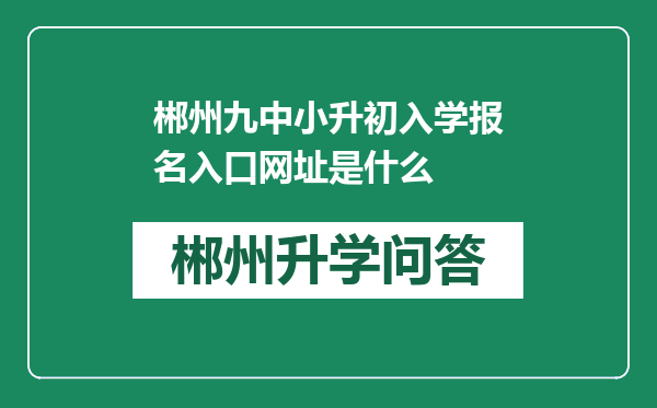 郴州九中小升初入学报名入口网址是什么