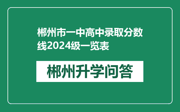 郴州市一中高中录取分数线2024级一览表