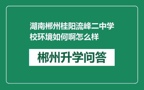 湖南郴州桂阳流峰二中学校环境如何啊怎么样