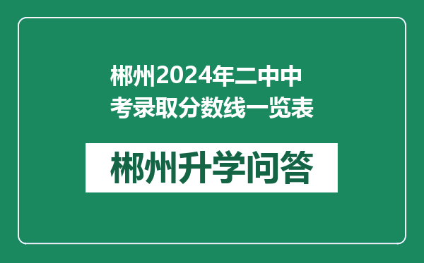 郴州2024年二中中考录取分数线一览表