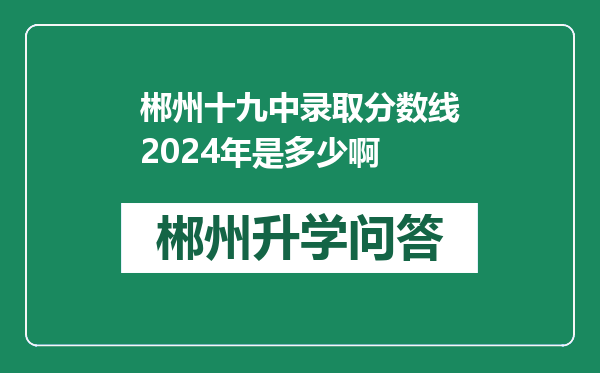 郴州十九中录取分数线2024年是多少啊