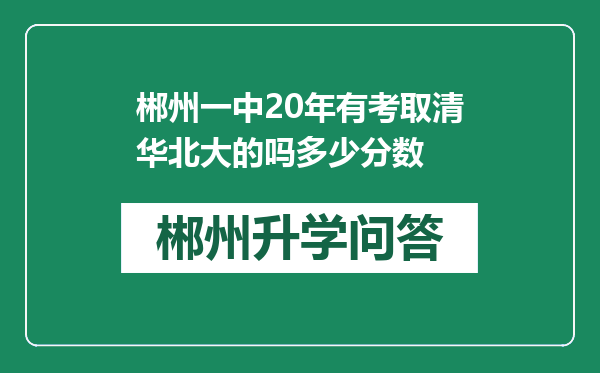 郴州一中20年有考取清华北大的吗多少分数