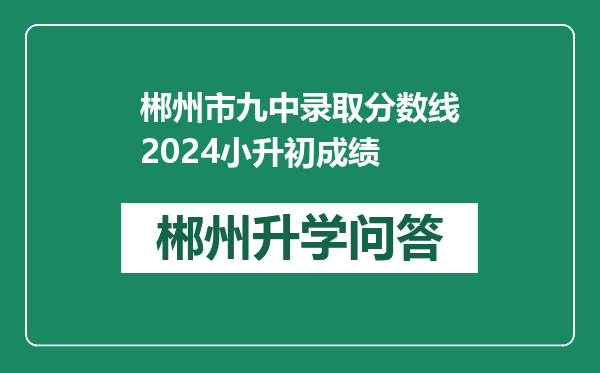 郴州市九中录取分数线2024小升初成绩