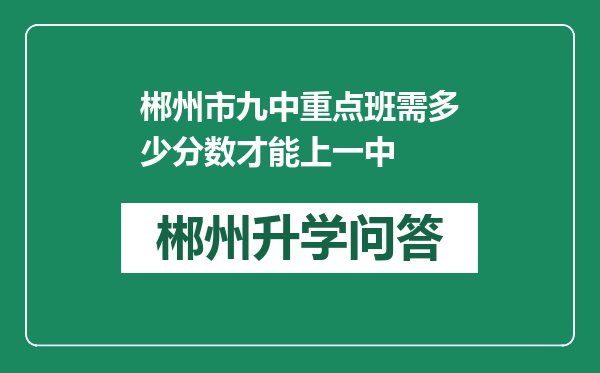 郴州市九中重点班需多少分数才能上一中