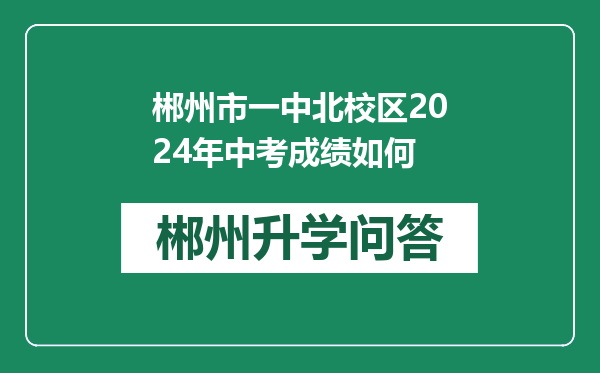 郴州市一中北校区2024年中考成绩如何