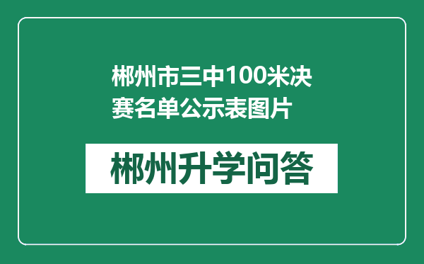 郴州市三中100米决赛名单公示表图片