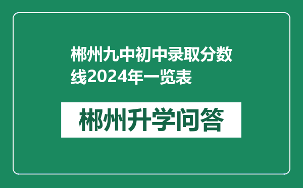 郴州九中初中录取分数线2024年一览表