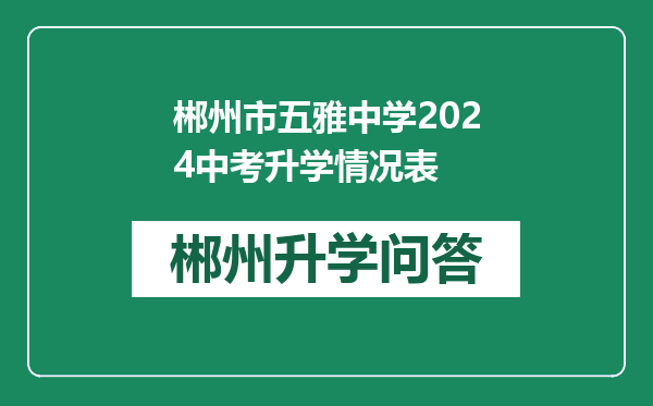 郴州市五雅中学2024中考升学情况表