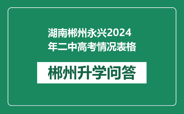 湖南郴州永兴2024年二中高考情况表格