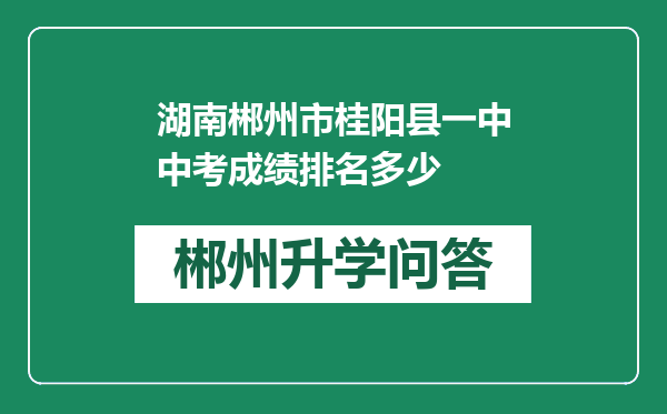 湖南郴州市桂阳县一中中考成绩排名多少