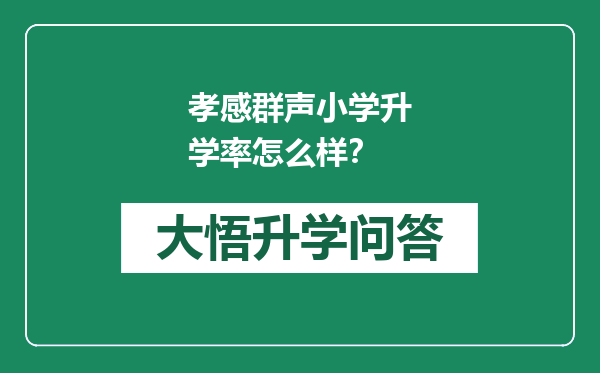 孝感群声小学升学率怎么样？