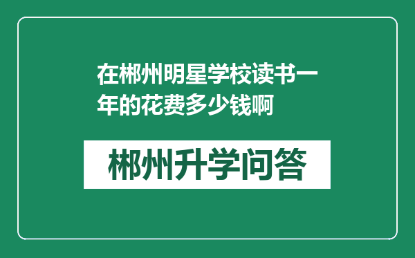 在郴州明星学校读书一年的花费多少钱啊