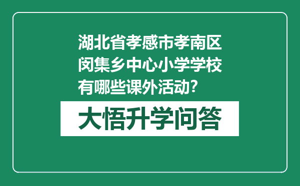 湖北省孝感市孝南区闵集乡中心小学学校有哪些课外活动？