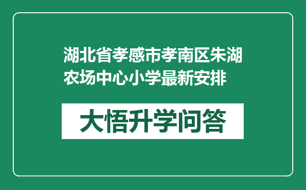 湖北省孝感市孝南区朱湖农场中心小学最新安排