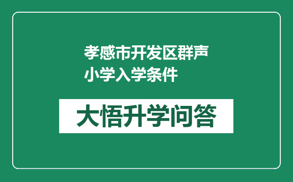 孝感市开发区群声小学入学条件