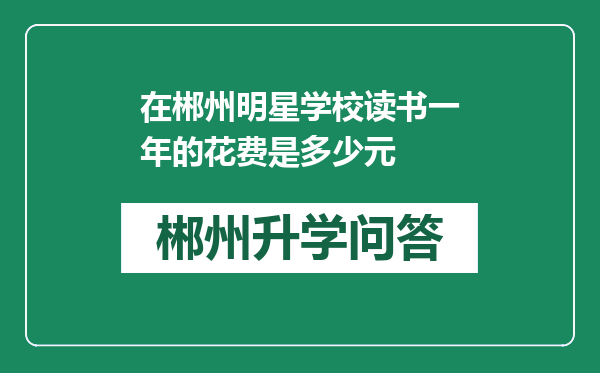 在郴州明星学校读书一年的花费是多少元