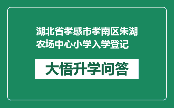 湖北省孝感市孝南区朱湖农场中心小学入学登记